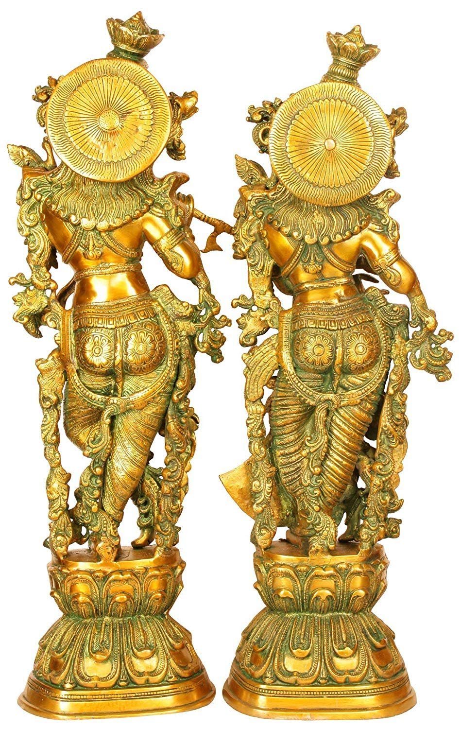 ARTVARKO Brass Lord Radha Krishna Couple Bhagwan Large Statue Murti for Home Decor Pooja Temple Gift Height 29 Inch