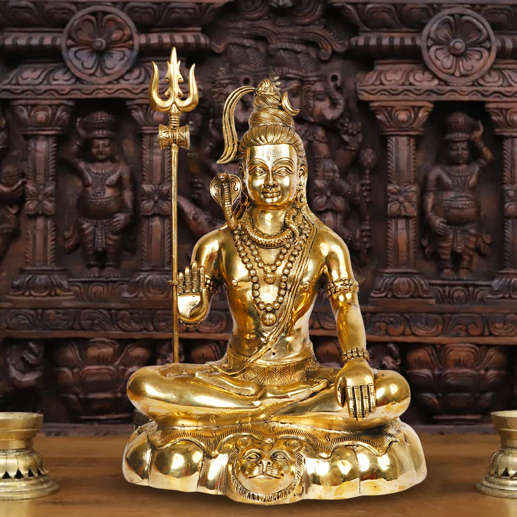 ARTVARKO Brass Lord Shiva Shankar Shiv Statue Bhole Nath Bhagwan Big Murti Office Home Decor Showpiece Statue Size 18 Inches