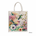Sangra Canvas Reusable Bags for School, College, Lunch Bag for Office for Men and Women, Grocery Shopping Bag, Multi-Purpose Bag, Sturdy Handle With Zipper Lock (Pack of Two) (Painted Birds)