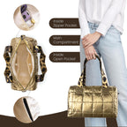 Storite Crossbody Bag, Puffy Purses Top Handle Handbags, Puffer Shoulder Tote Bag for Women - Gold