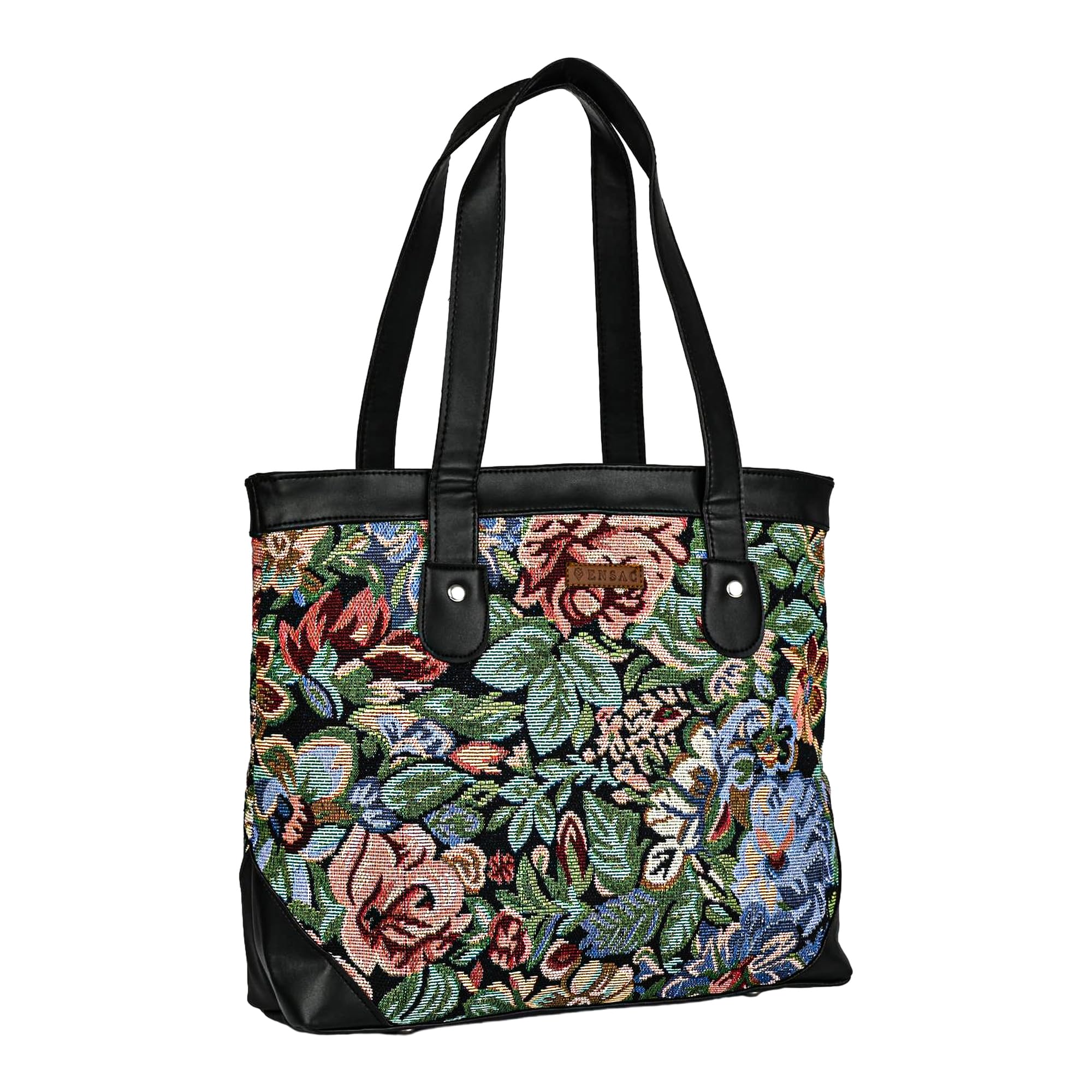 ENSAC Premium Cotton Tote Bag for Women, Stylish Handbag for women with Zip Closure | Fit for Office Bag, College, Travel Use | Handcrafted in India
