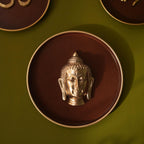 BEHOMA Divine Buddha Metal Wall Plate Coffee Brown & Gold 9.8