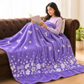 Famyo® GlowMaxx AC Blanket for Adults, Glow in the Dark Soft Flannel Blanket | 200×152 cm Double Bed Size | Lightweight Summer Blanket for AC Rooms, Lab-Tested & Skin-Friendly (Lavender) Kafalo