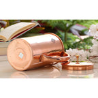 Indian Art Villa Plain Shine Design Copper Jug Pitcher with Brass Knob, Storage & Serving Water, Yoga Ayurveda Healing, Volume- 1500 ML