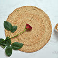 LaVichitra Braided Jute Placemats 33 Cm Round - Dining Table, Bed Side/Centre Table/Shelves -Natural/Beige - 6 Piece Kafalo