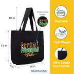 SKAPADORO Canvas Big Zip Handbag Tote,100% Cotton, Inner pocket, Unisex Embroidered Comfortable Bag for Travel Office Beach Shopping, Easy to Wash Trendy Everyday Shoulder Bag (Pawsitive Vibes)