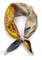 ONE ECHELON Satin Silk Small Neckerchief Square Scarf (Sunny Foliage)