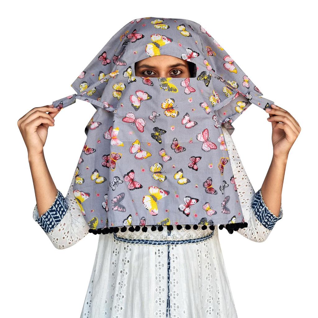 Switchon Export quality Cotton Multi color scarf hijabf for women for 12 yrs and above (Grey_Multi)
