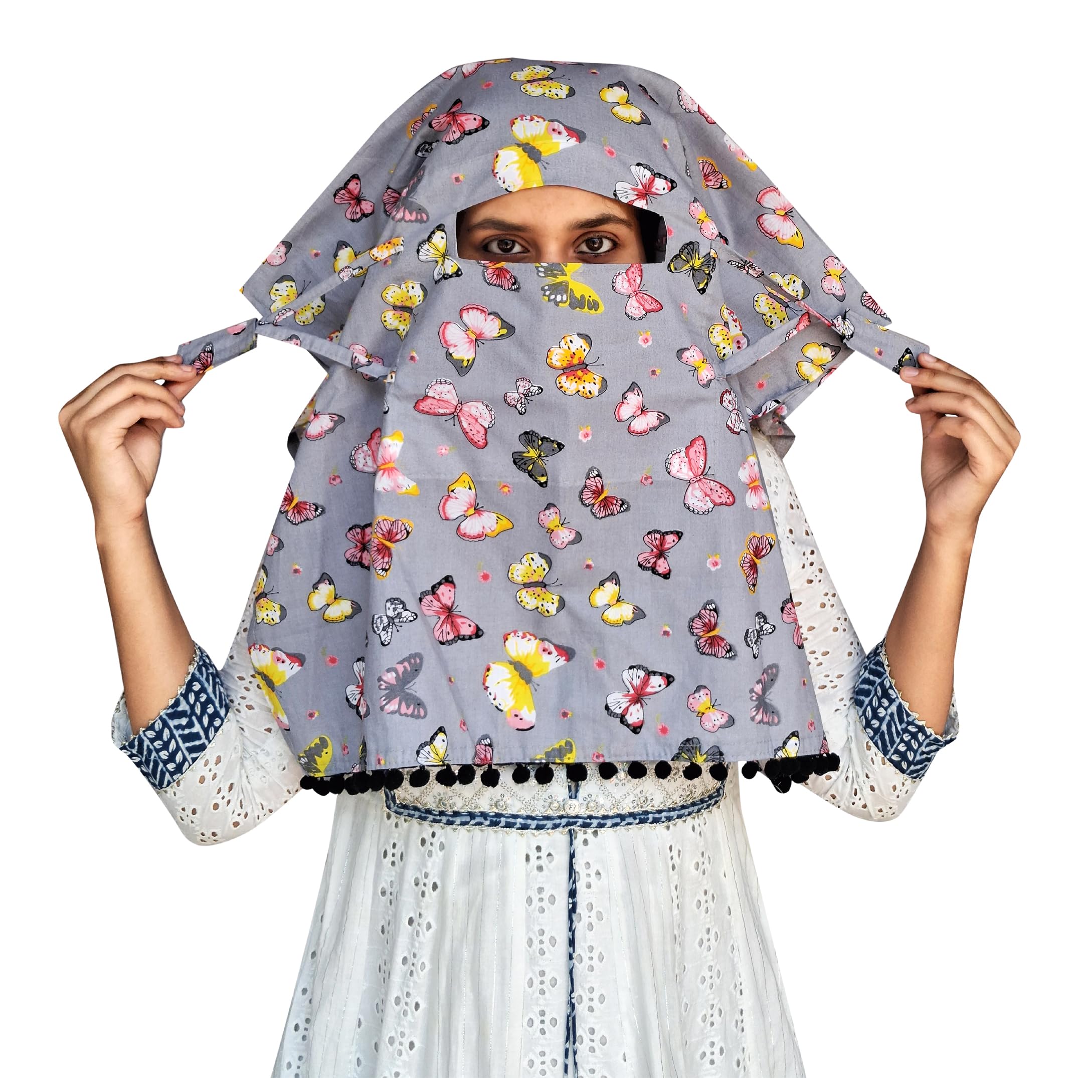 Switchon Export quality Cotton Multi color scarf hijabf for women for 12 yrs and above (Grey_Multi)