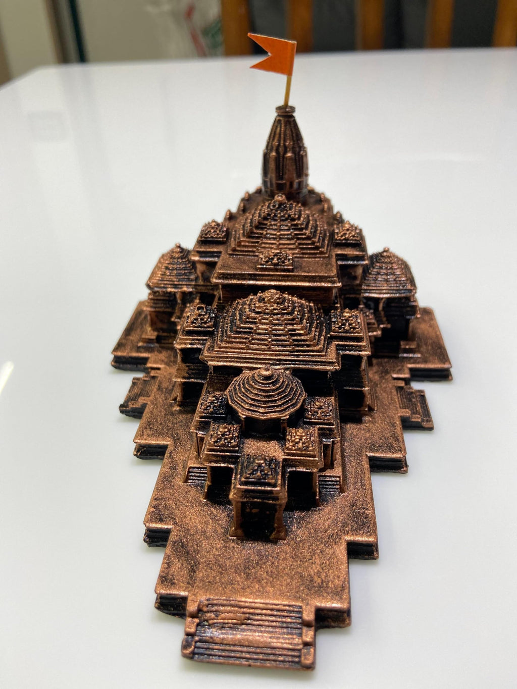 MOBDESK Janmabhoomi Ayodhya Shree Ram Mandir Hindu Temple 3D Model Decorative Showpiece Spiritual Home Office Gift & Car Dashboard Authentic Design Ideal Temple Perfect for Decoration 6 inch - Copper