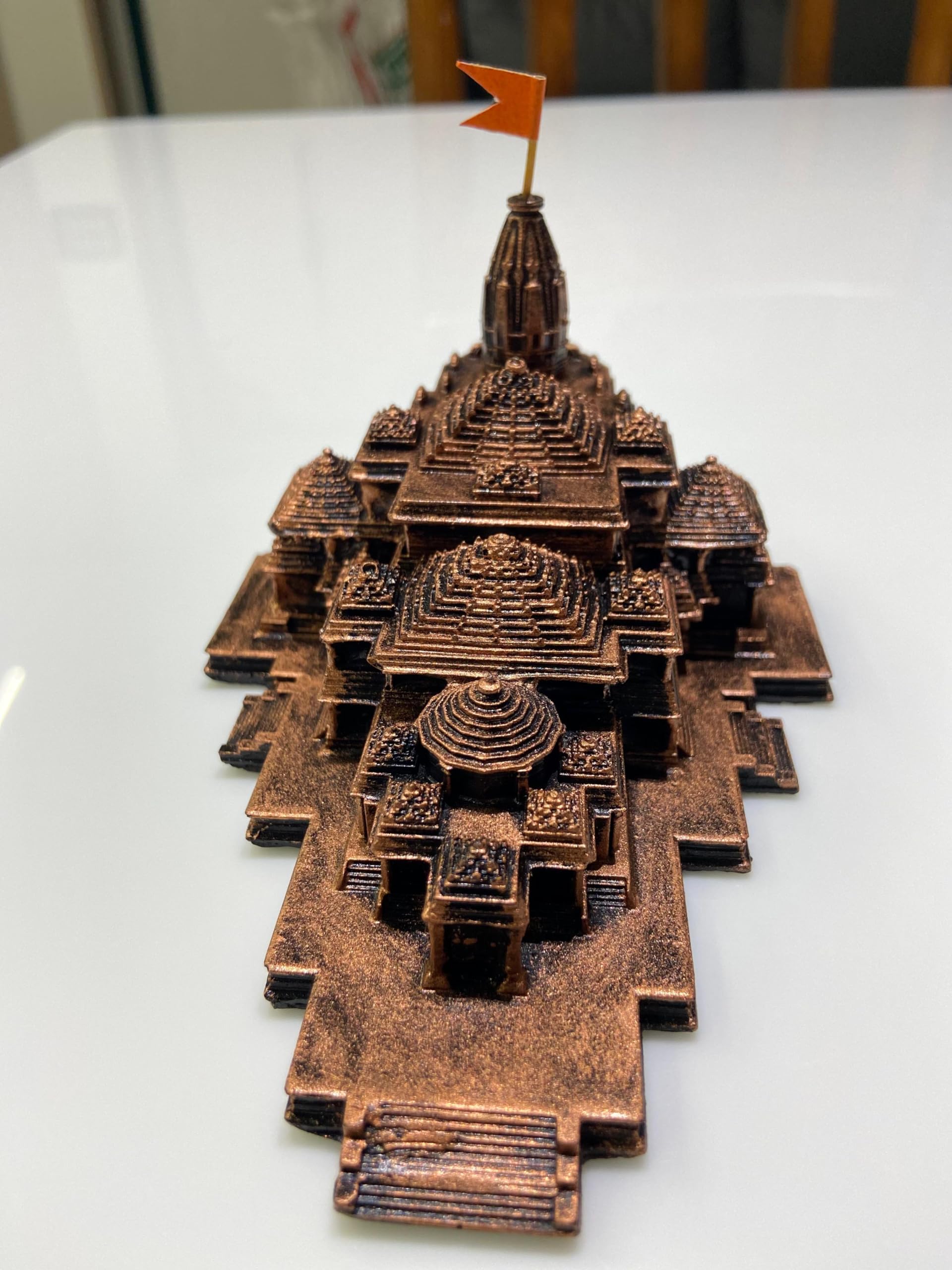 MOBDESK Janmabhoomi Ayodhya Shree Ram Mandir Hindu Temple 3D Model Decorative Showpiece Spiritual Home Office Gift & Car Dashboard Authentic Design Ideal Temple Perfect for Decoration 6 inch - Copper