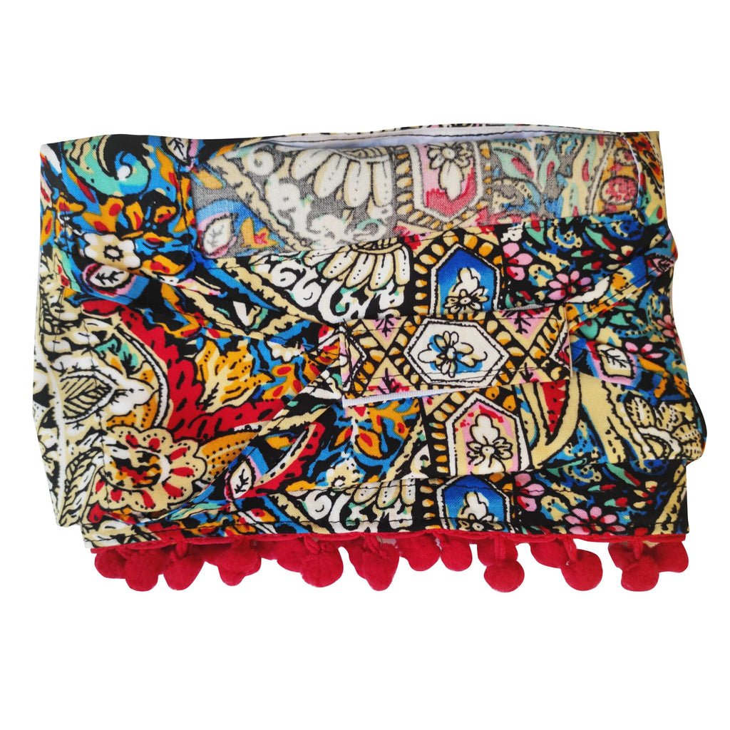 Switchon Scarf Hijab Rayon Printed fancy scarf for women Size Adjustable -Hook loop tape (Multi_Red)