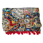 Switchon Scarf Hijab Rayon Printed fancy scarf for women Size Adjustable -Hook loop tape (Multi_Red)