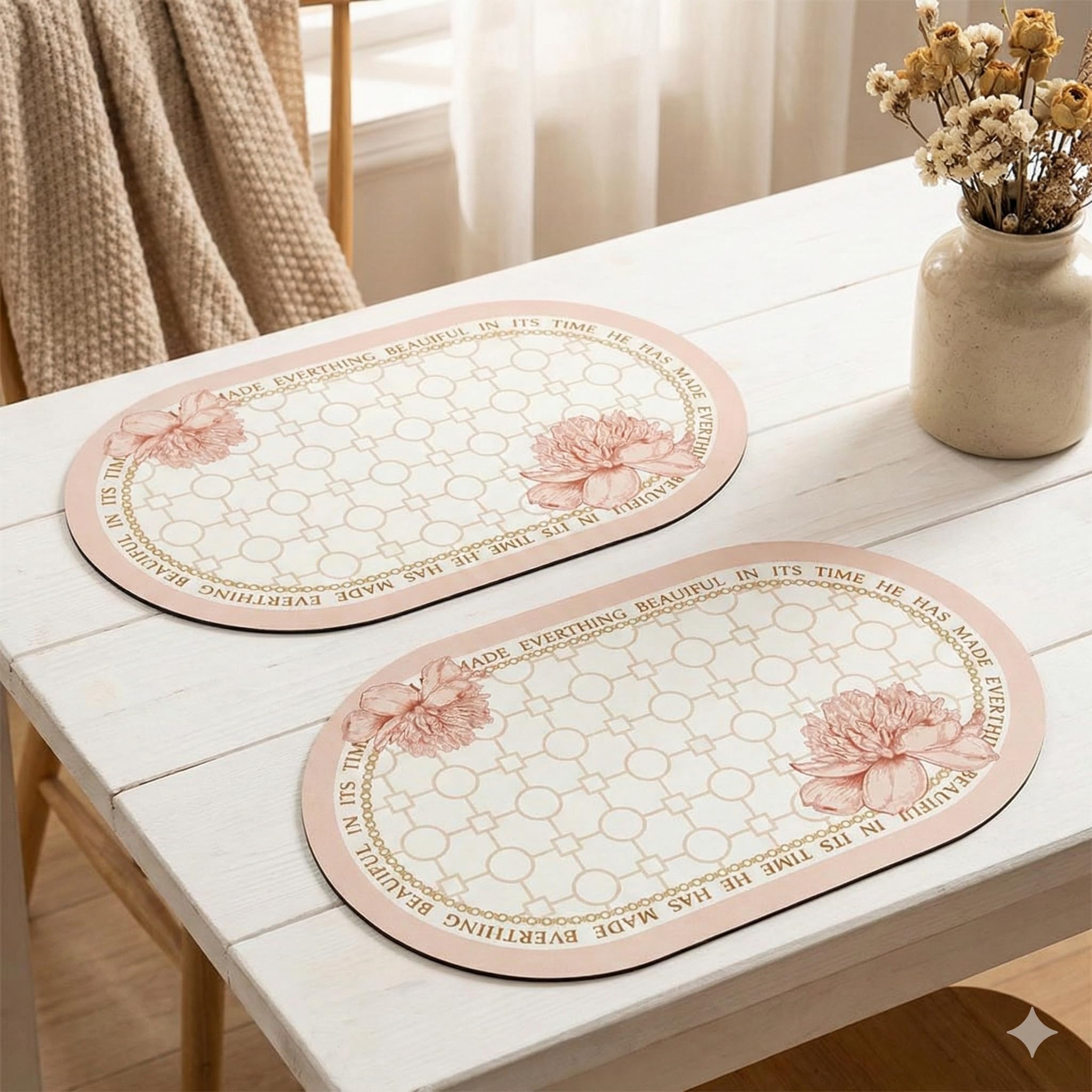 YELONA Leather Dining Table Placemats Set of 2 – Waterproof, Heat Resistant, Anti-Slip, Easy to Clean Table Mats for Dining Table, Kitchen & Home Décor (Peach Fuzz, 40 x 30 cm) Kafalo