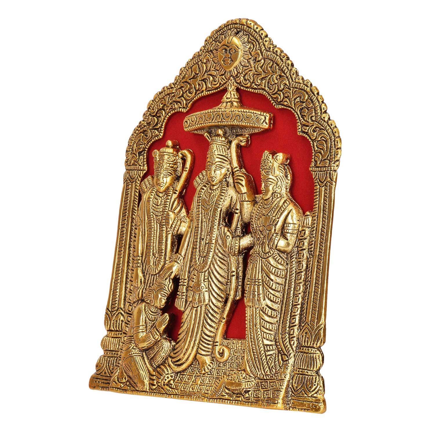 Prince Home Decor & Gifts Antique Metal Lord Ram Darbar with Hanuman Ji Home decor Idol (Regular, Gold)