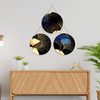 Artvibes Flower Art Round Botanical Decorative Wall Hanging Ornaments | Living Room | Office | Wall Art Painting For Hall | Graphic Artwork | Wall Illustrations | Gift Items (WH_4210N), Set of 3
