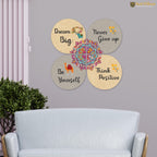 Artvibes Dream Big Quotes Wooden Wall Hanger | Quotes Decor Item | Motivational Wall Decor | Wall Poster | Art Piece | Graphic Art | Gift Items | Office Wall Decoration Items (WH_8407N), Set of 4