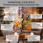 7 Chakra Crystal Tree for Positive Energy & Home Decor | Natural Gemstone Money Tree for Reiki Healing, Feng Shui & Vastu | Handcrafted Crystal Bonsai Showpiece for Office Desk, Living Room & Gift