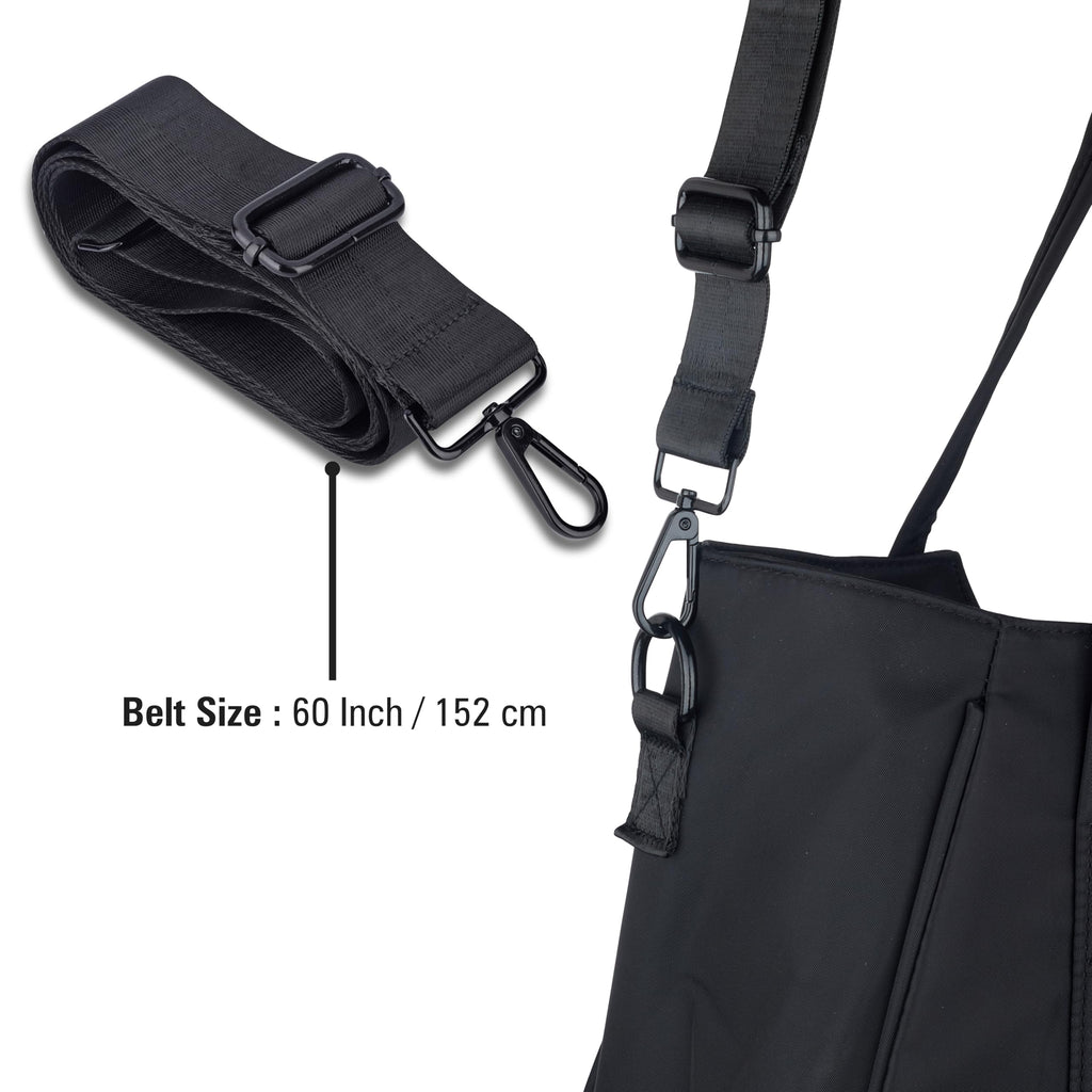Women’s Tote Bag with Zipper & Adjustable Shoulder Strap – Lightweight Large Handbag for Work, Travel & Daily Use (BLACK)