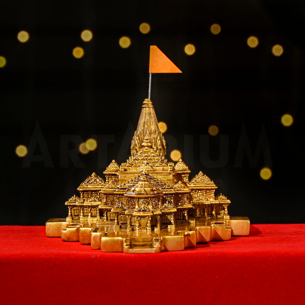 Artarium Ram Mandir Ayodhya Model for Home Temple, Office and Decor, Authentic Ram Janmabhoomi Mandir Showpiece for Puja Room, Office Table, Spiritual Gift & Housewarming Purpose (7.25 Inch)