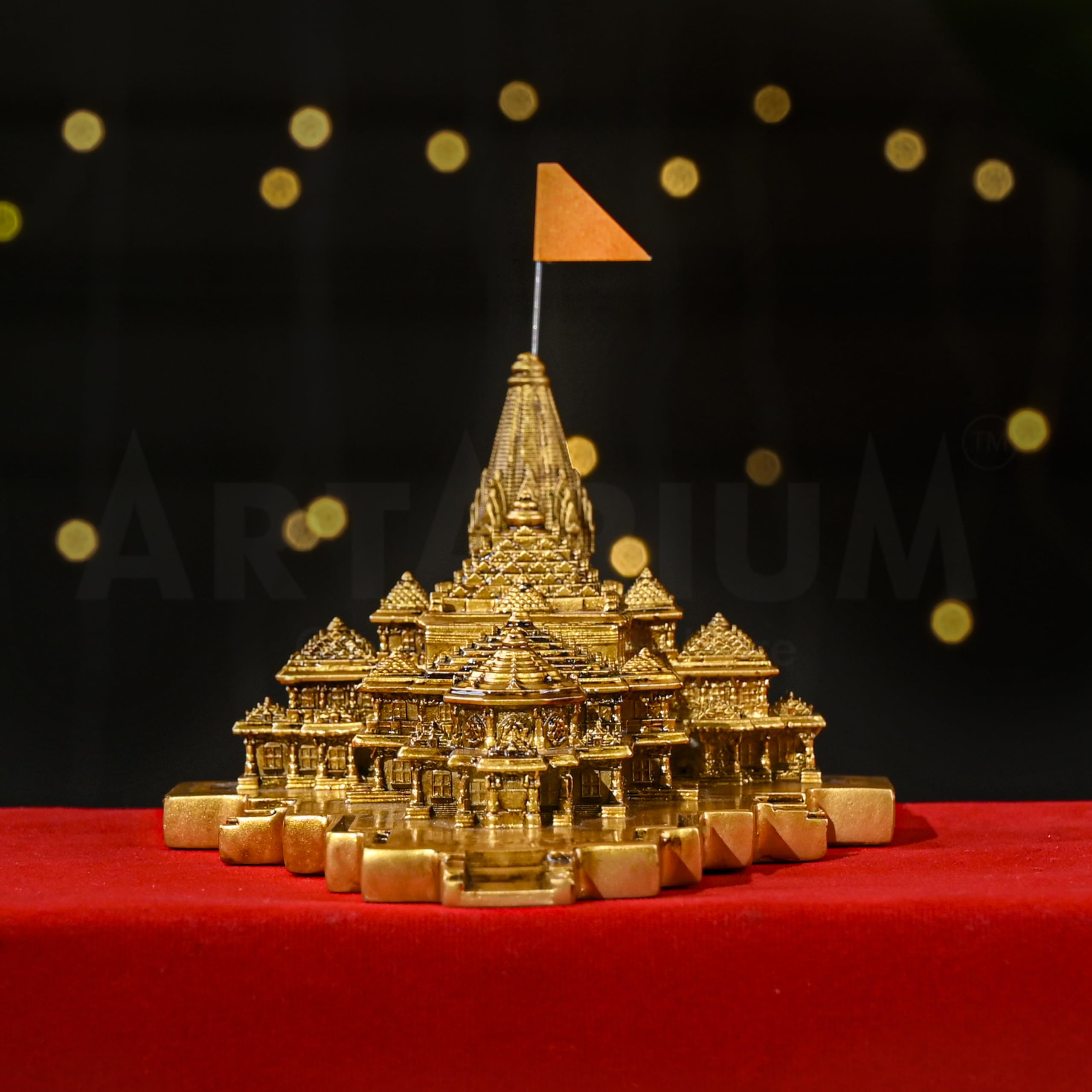 Artarium Ram Mandir Ayodhya Model for Home Temple, Office and Decor, Authentic Ram Janmabhoomi Mandir Showpiece for Puja Room, Office Table, Spiritual Gift & Housewarming Purpose (7.25 Inch)