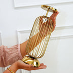 Behoma Metal Pillar Candle Holder Stand with Gold Finish - 12 Inch