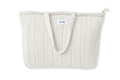 HOUSE OF ORLO Quilted 100% Cotton Waffle Weave Handmade Tote Bags with Zipper and Double Handles for Women Ideal for College, Travel, Work and Daily Use (Off White)