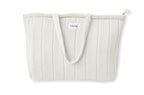 HOUSE OF ORLO Quilted 100% Cotton Waffle Weave Handmade Tote Bags with Zipper and Double Handles for Women Ideal for College, Travel, Work and Daily Use (Off White)