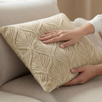 Yellow Weaves Jacquard Cushion Covers | Sofa Cushion Covers | Throw Pillow Cover for Sofa, Couch, Living Room| Removable & Washable | 16x16 Inches, Set of 3 (Beige)