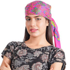 KETKAR Women Satin Square Scarf for Headwear Fashion Printing |Head Scarf Winter caps for Girls_Free Size(Pack OF 02,Pink)