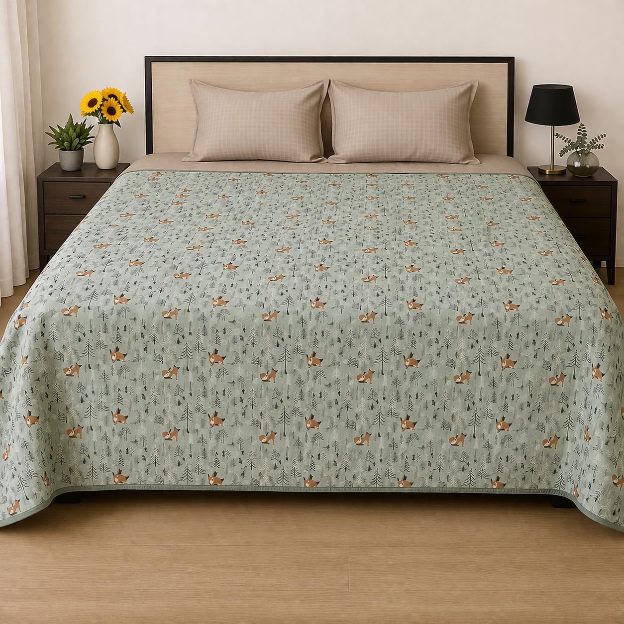 Premium Flannel Dohar for Double Bed | Ultra Soft & Lightweight AC Blanket | Breathable All Season Blanket Ac Quilt for Summer & Mild Winter | Machine Washable (84x90 Inches)_Print Style 43 Kafalo