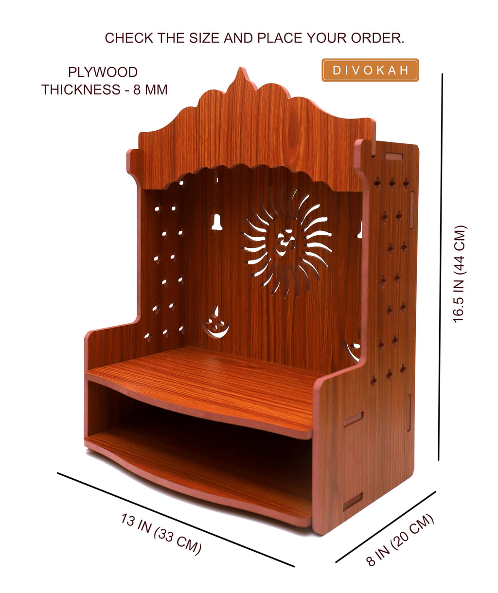 DIVOKAH® Beautiful MDF Wooden Temple/Home Temple/Pooja Mandir (8 MM Plywood Thickness) (D1 WDN OMBELL)