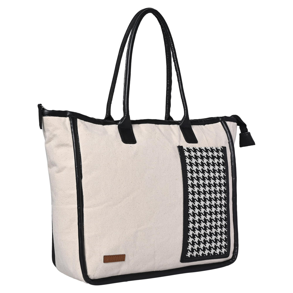 ENSAC Premium Cotton Tote Bag for Women, Stylish Handbag for women with Zip Closure | Fit for Office Bag, College, Travel Use