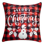Vendola Decorative Merry Christmas Satin Cushion Cover 20 Inch x 20 Inch Set of 5, 20X20 Cushion Cover, Cusion Covers for Sofa, White and Red Colour, Deer, Reindeer, Pine Tree Print, (20X20 Inches)