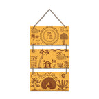 Artvibes Ancient Village Warli Art Decorative Wall Hanging Ornaments | Wall Sculpture | Signs & Plaques | Modern Decor Artwork | Wall Art Print | Handcrafted Art | Unique Gift Items (WH_9457N)
