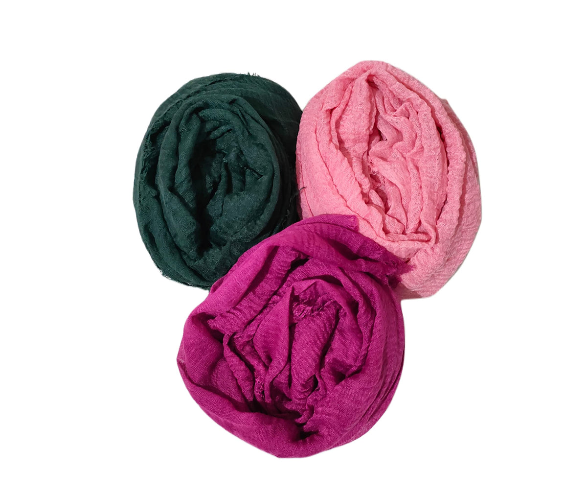 Iba & Isba Women's Plain Crinkled Scarves, Stoles, Hijab (76 x 36 inch) (Pack of 3)