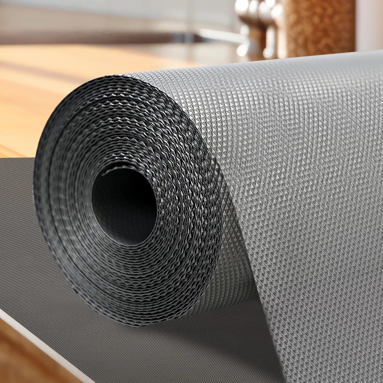 Porslin Kitchen Rack Sheets, Cupboard Liners, Drawer Mats, Wardrobe Shelf Covers, Anti-Slip, Waterproof, Washable, BPA-Free, Durable, Reusable, Transparent (Grey, 45 x 500cm) Kafalo