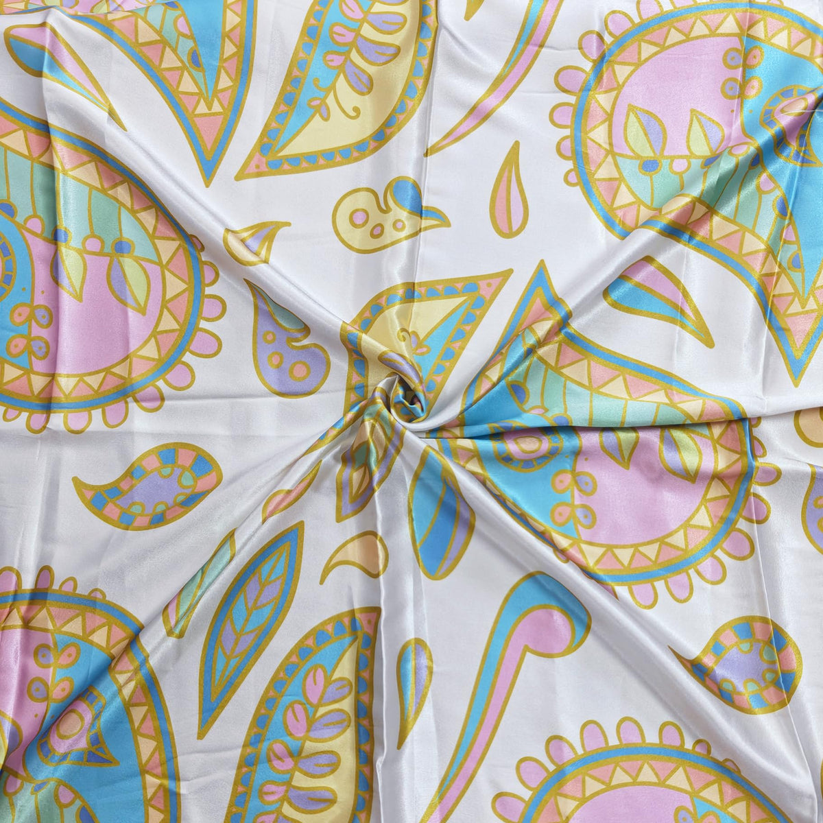 ONE ECHELON Satin Silk Small Neckerchief Square Scarf (Lime and Lemony)