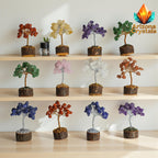 Mini Gemstone Bonsai Trees Set of 12 – Natural Crystal Tree for Vastu & Feng Shui | Good Luck, Wealth & Money Attraction | Healing Crystals Home Decor | Office Desk Decorative Gift Set