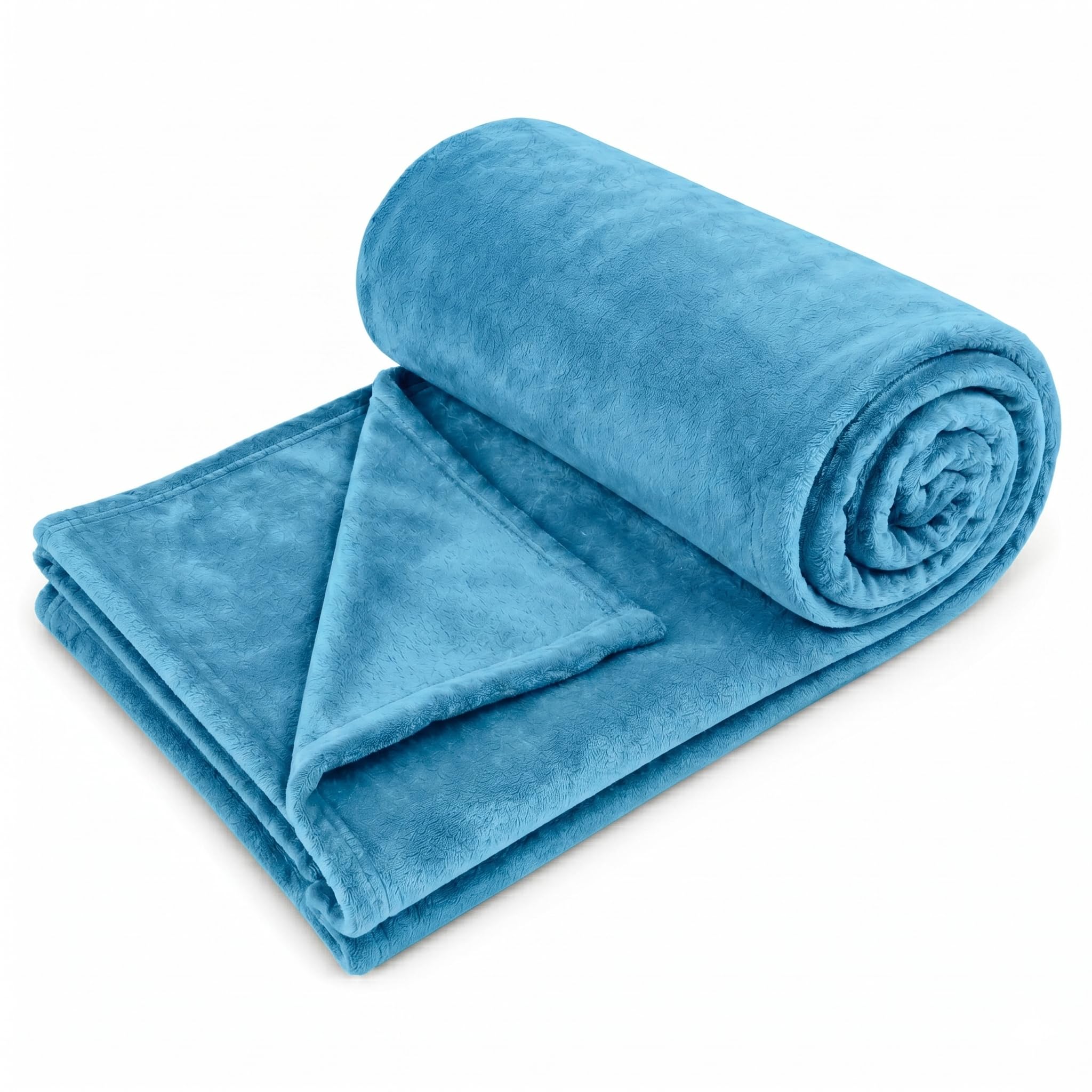 CB HOME Super-Soft All Season Fleece Double Blanket Cozy Comfort Fleece Blanket Ultra-Soft Fluffy & Warm, 90 X 90 Inches (Aqua) Kafalo