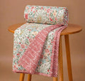 VAS COLLECTIONS Cotton AC Blanket for Single Bed (152 x 225 cm) | Reversible Soft Lightweight All-Season Blanket | Skin-Friendly & Breathable Comforter (Peach Blossom Breeze) Kafalo