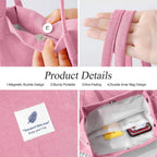 Kawn Women Corduroy Shopper Tote Bag Canvas Shoulder Cord Purse Reusable Shopping Bag Grocery Bag Large Capacity Washable Handbag Shoulder Bag With Inner Pocket For Daily Use (Light Pink)
