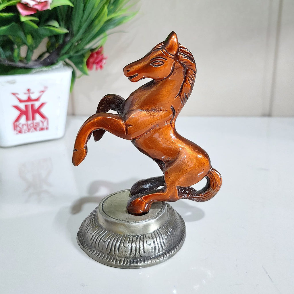 KridayKraft Jumping Horse Metal Statue for Wealth Table Top Figurine for Living Room Bedroom Home Office Animal Decorative Showpiece Feng Shui Vanstu Sculpture for Gift Purpose. (Copper)