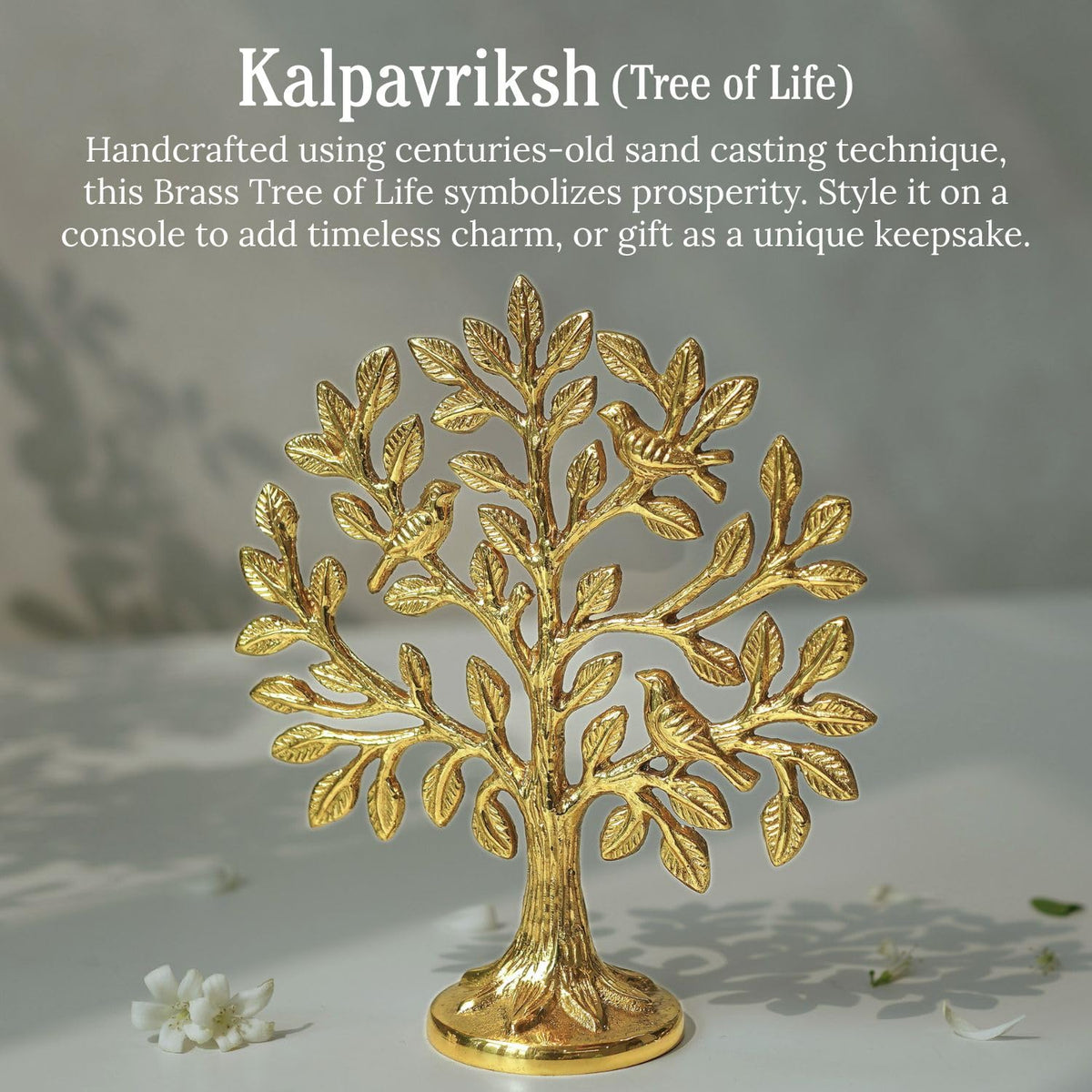 BEHOMA 100% Pure Brass (6 inch) Kalpvriksh Tree with Birds | Good Luck Gift
