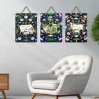 Artvibes Shreenathji & Sacred Cow Religious Art Wall Hanging Home Decorative Wall Art for Living room | Religious Decor Items | Wall Poster| Stylish Modern Decor Item | Gift Items (WH_9682N), Set of 3