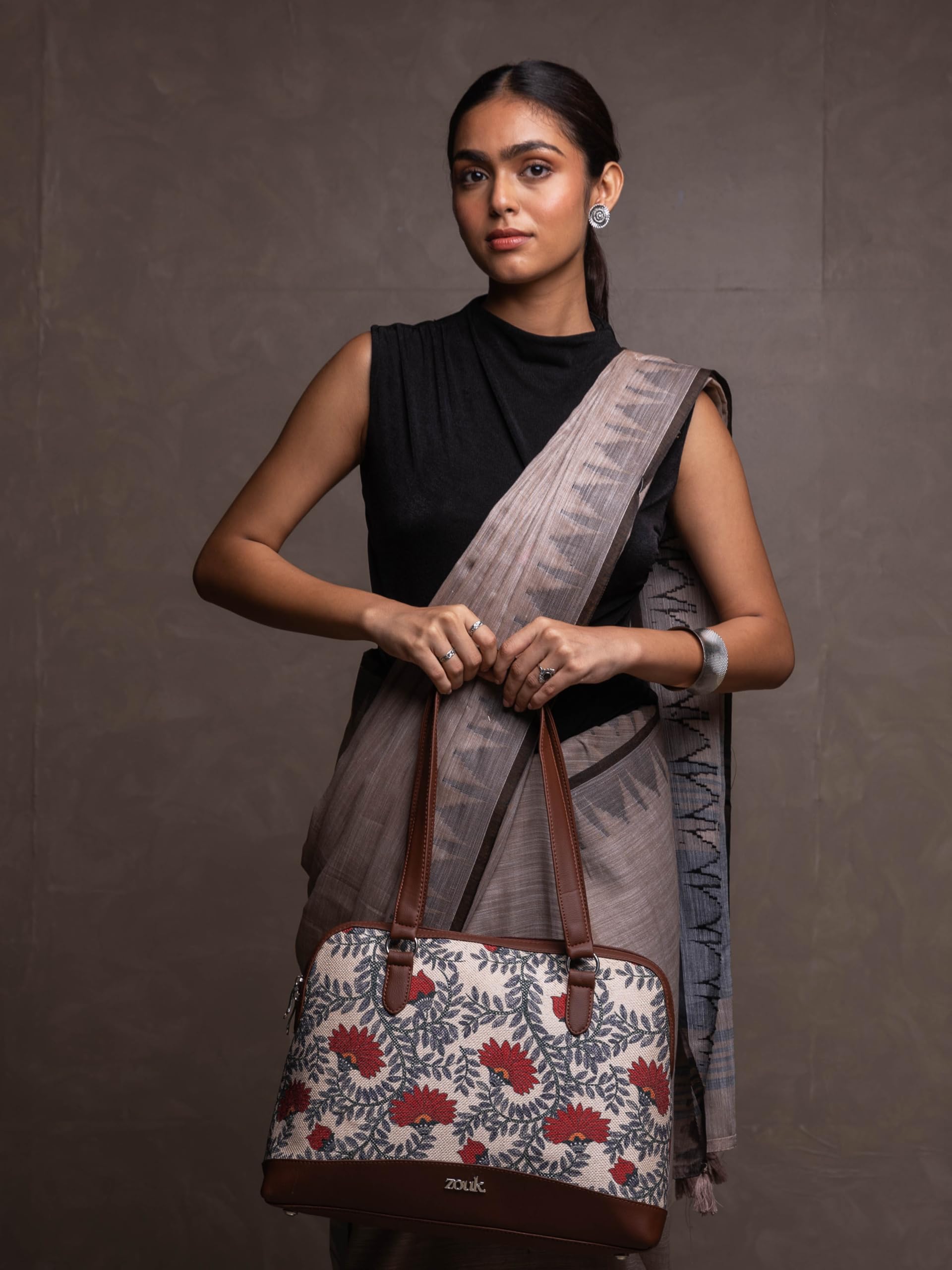 ZOUK Carry-All Work Bag | Stylish Handbag for Women Office Use | 13-Inch Laptop Compartment | Water-Resistant | Tote Bag for Office, College & Travel | Nawabi Couture