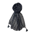 FAHABO Scarf for Women Stylish Woven Checkered Cotton with Tassels | Hijab Scarf | Stole | Soft, Lightweight, and Latest Scarves | 72 x 32 Inches (Black and White)