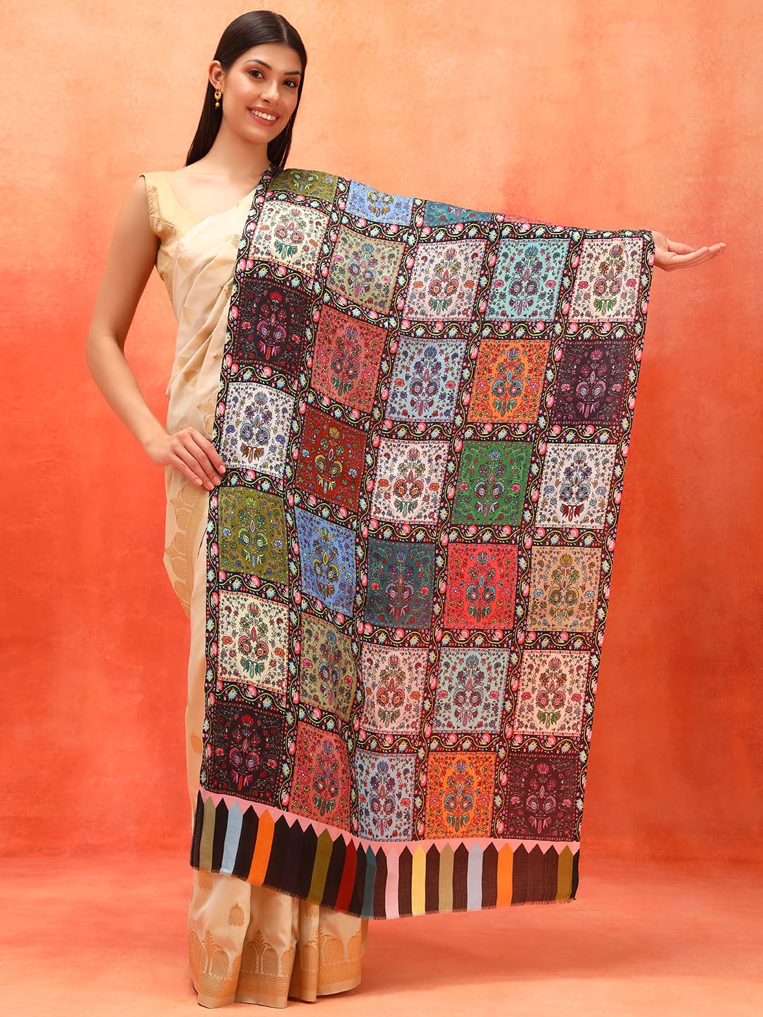 Pashmoda Women Floral Sonata Fine Soft Bamboo Fibre Stole (Size 28x80in, 71x203cm) ISST32