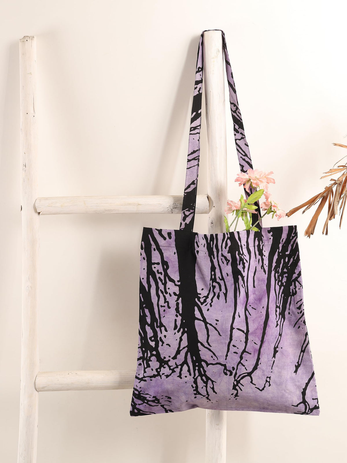 Ravaiyaa - Attitude is everything Cotton Shoulder Bag/Tote Bag For Women| Printed Multipurpose Handbag With Top Zip | Best For Shopping, Travel, Work, Beach, Office, College (Purple Dark Forest)