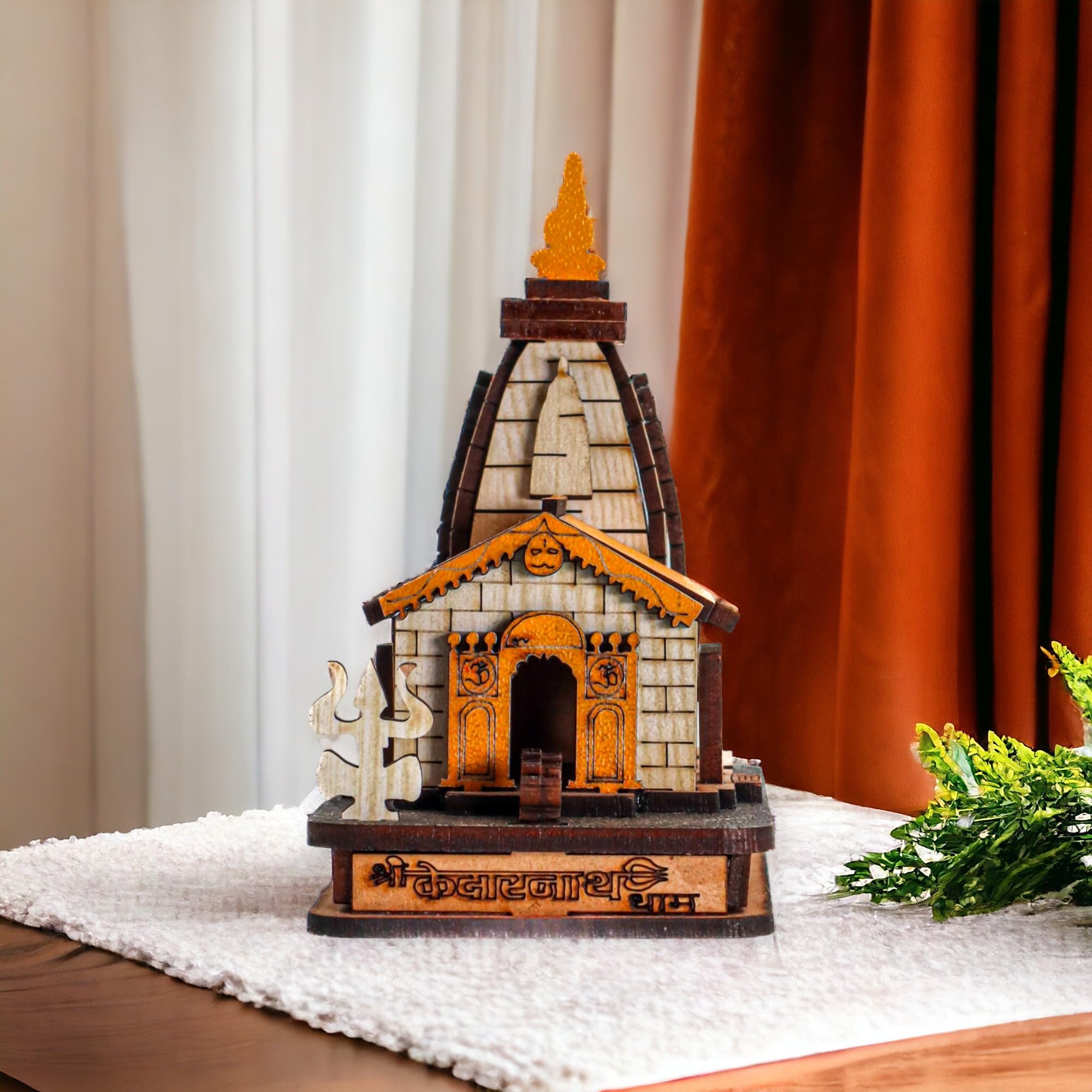 Maclarg Kedarnath Temple Model in Wooden 3D Miniature Full Colour Small 3.5 Inch Sculpture